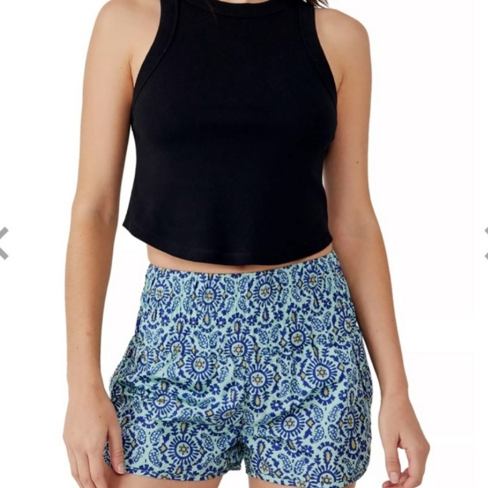 Free People The Way Home Shorts In Turquoise Mint Combo